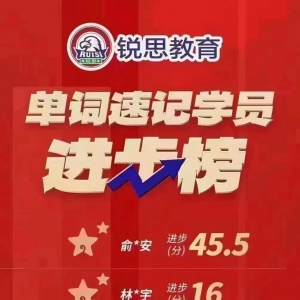 锐思单词速记学员进步榜！