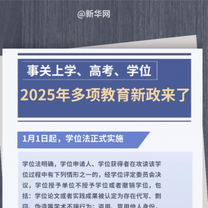 【事关上学、高考、学位】2025年多项教育新政策来了
